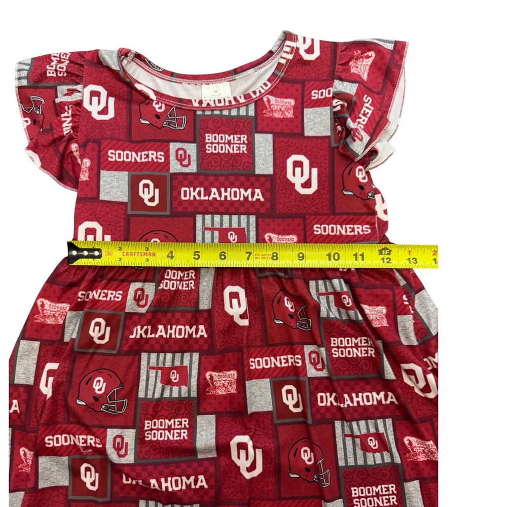 Oklahoma Sooners Girls Dress Crimson Boomer Sooner Flutter Sleeve XL 5-6T NCAA - Picture 5 of 6